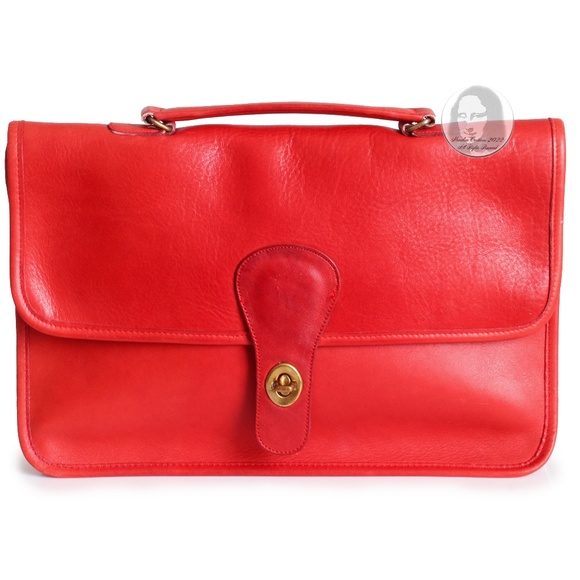 Vintage Coach Bag Handle Clutch Portfolio Red Leather Rare Pre Creed 1970s NYC - Picture 1 of 17